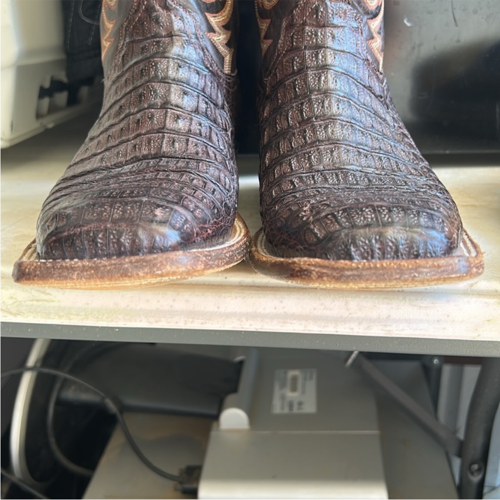 Lucchese Brown Alligator Hornback Cowboy Boots 9.5 D